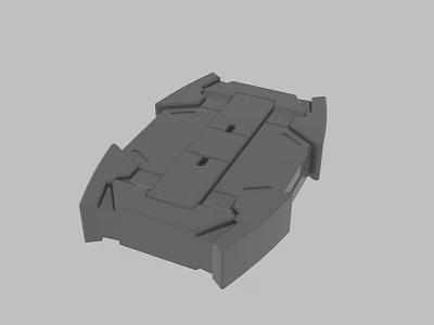 Gray 3D Modeled Mechanical Enclosure With Geometric Shapes And Grooves Structure 3d model