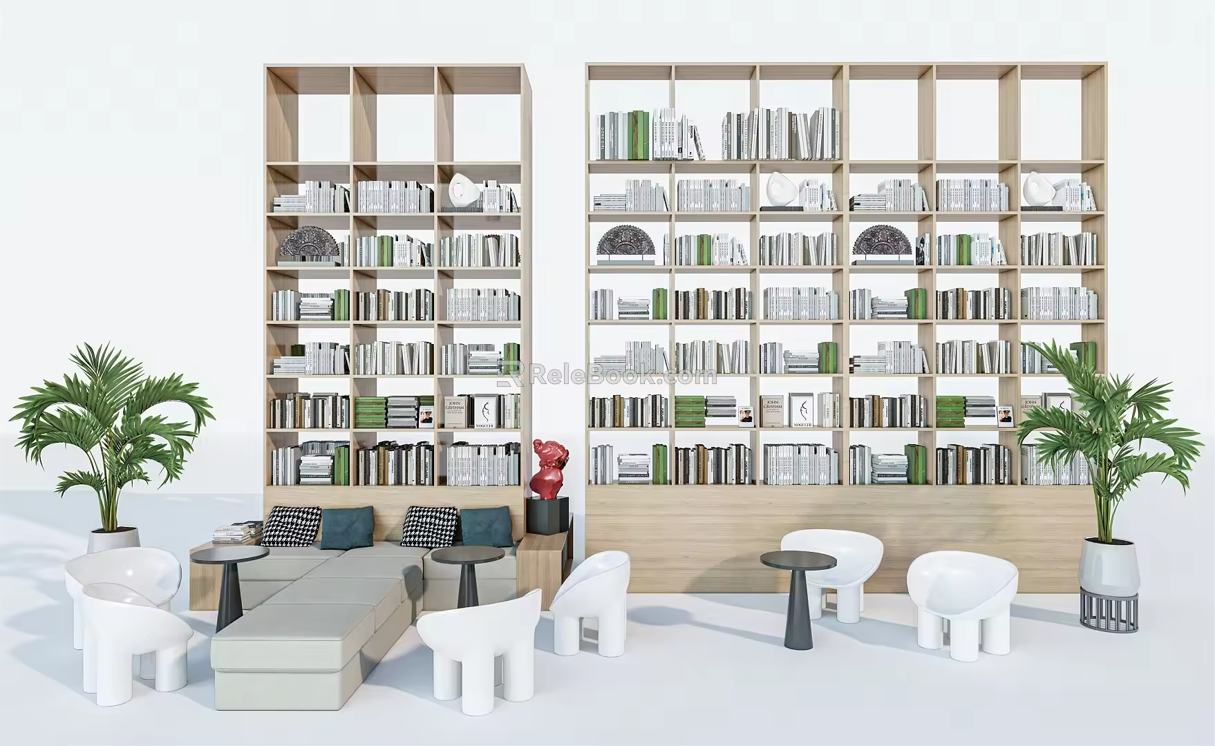 Modern Bookshelf Bookcase Books 3d model