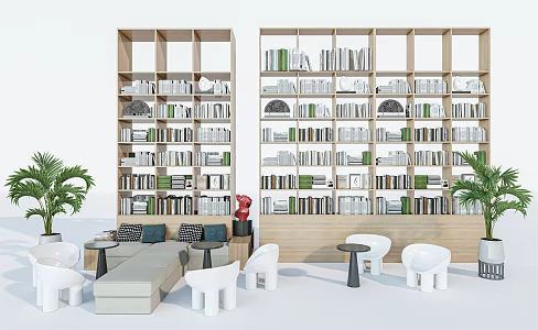 Modern Bookshelf Bookcase Books 3d model