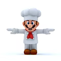Game Character Mario in Chef Uniform With White Hat and Red Bow Tie