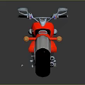 Red Vintage Motorcycle With Black Seat And Chrome Wheels On Reflective Surface
