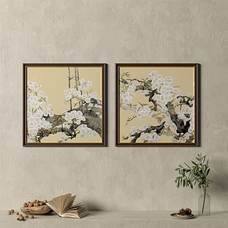 New Chinese Plant Painting Hanging Paintings 3d model