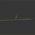 Rural Road Scene With Gray Pavement Green Grassland Tripod And Small Bird
