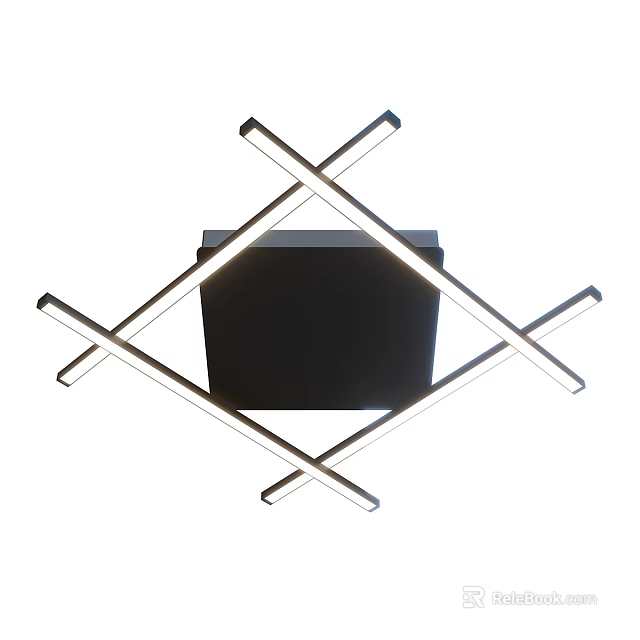 Stylish Modern Geometric Ceiling Light Featuring Crossed Illuminated Bars 3d model