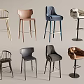 Modern Bar Chair Bar Stool Soft Bag Bar Chair High Stool Backrest Leather Bar Chair with Armrest Bar Chair without Armrest 3d model
