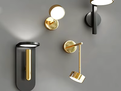 Modern Gold And Black Metal Wall Sconces With Minimalist Design For Interior Decor 3d model