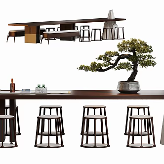 tea table and chair 3d model