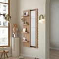 Decorative Wall Mounted Mirror With Wooden Shelves And Decor Items