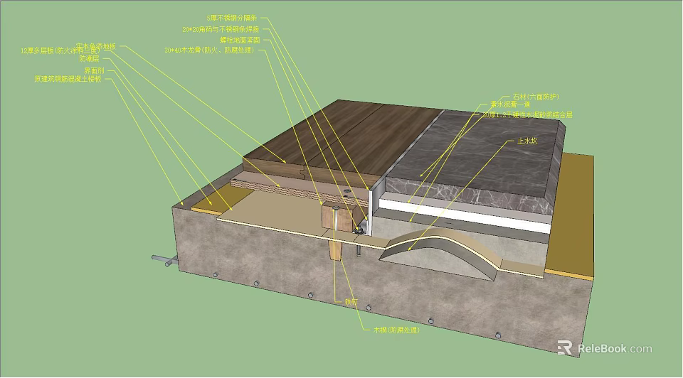 Detailed Building Component Structure With Waterproof Insulation Structural And Surface Layers 3d model 