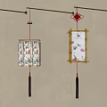 Traditional Chinese Hanging Lanterns with Bamboo Frame Floral Patterns and Shadow Effects