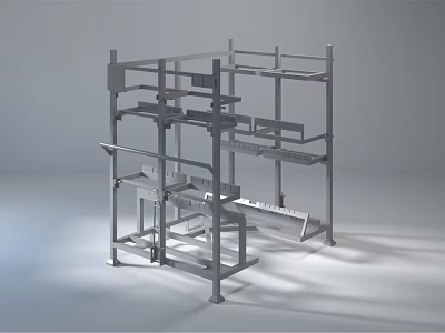 Sturdy Industrial Metal Frame Storage Rack With Multi Layer Shelving Design 3d model