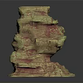 Artistic Stacked Wood And Stone Decorative Sculpture With Green Red Veined Layers