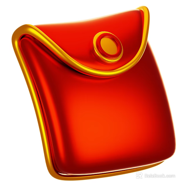 Red And Gold Decorative Ornament Set With Smooth Surface Flip Cover And Round Golden Button 3d model 