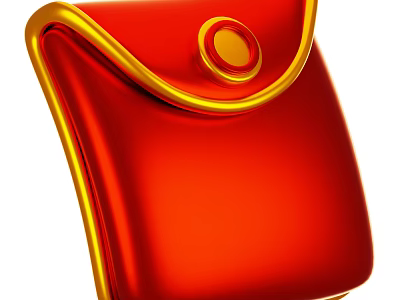 Red And Gold Decorative Ornament Set With Smooth Surface Flip Cover And Round Golden Button 3d model