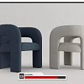 Modern Blue and Beige Leisure Chairs with Curved Silhouette and Soft Upholstery Design