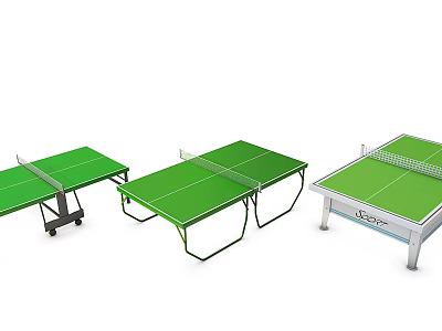 Various Ping Pong Tables As Sports Equipment Featuring Green Tabletop And Net 3d model