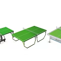 Various Ping Pong Tables As Sports Equipment Featuring Green Tabletop And Net