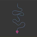 Blue Rope Shaped Snake With Pink Circular Head On Gray Gradient Background 3d model