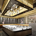 Elegant Modern Restaurant Interior With Stylish Lighting And Decorative Counter