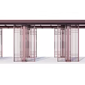 Elegant Modern Outdoor Pergola With Vertical Grille Structure And Support Columns 3d model