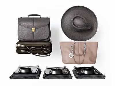 Classic Leather Luggage Set With Handbag Briefcase And Stylish Design Elements 3d model