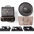Classic Leather Luggage Set With Handbag Briefcase And Stylish Design Elements 3d model