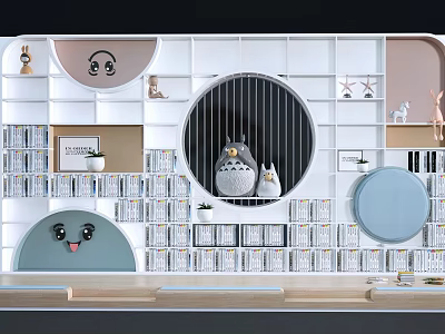 Decorative Modern Shelf Unit With Books Decorative Toys And Colorful Compartments 3d model