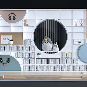 Children's Bookshelf Decorative Rack Children's Landscape Wall Children's Ornaments Books 3d model