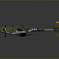 Vintage Green Military Airplane Model With Twin Propellers Yellow Tail And White Star Insignia
