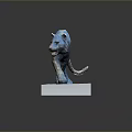 Realistic Tiger Sculpture With Bronze Blue Finish Walking Pose On White Plinth