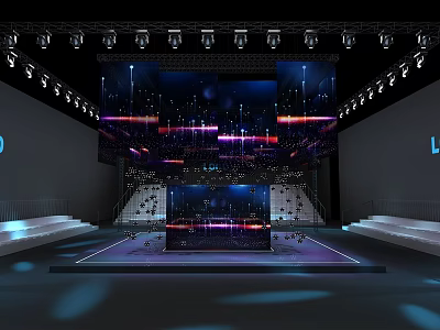 Modern Stage Design With Large LED Screens And Colorful Lighting Effects 3d model