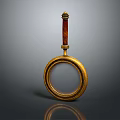 Vintage Magnifying Glass With Golden Frame And Brown Handle