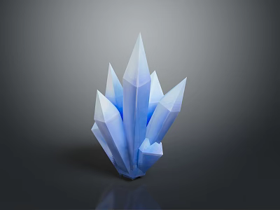 Abstract Blue Geometric Crystal Formation With Pointed Facets And Glossy Texture 3d model