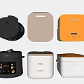 Various Modern Kitchen Appliances With Sleek Design Including Rice Cookers And Pressure Cookers