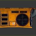 Industrial Equipment With Orange Body Red Top Vents Grill Pipes And Control Panel