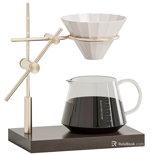 Stylish Coffee Brewing Equipment With Dripper Stand And Server 3d model 