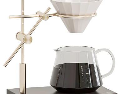Stylish Coffee Brewing Equipment With Dripper Stand And Server 3d model