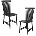 Black Wooden Leisure Chairs with Slat Back and Cross Legs in Modern Simple Design