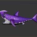 Purple Aquatic Animal Shark Cartoon Figure With Open Mouth Design