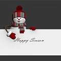 Snowman Sculpture Wearing Red Pom Pom Hat Striped Scarf Red Gloves Holding Happy Snowman Card