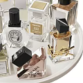 Elegant Perfume Cosmetic Bottles Display On Decorative Tray With Various Designs And Shapes