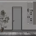 Modern Minimalist Swing Door Design With White Panel And Marble Floor Accents