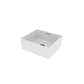 White Square Ceramic Sink With Overflow Drain And Smooth Surface Finish 3d model