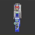 Industrial Machinery with Transparent Casing Blue Base and Internal Manufacturing Components