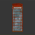 Classic Red Telephone Booth With Transparent Glass Panels And Vintage Design