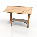 Vintage Wooden Table Furniture With Lower Shelf And Natural Wood Texture