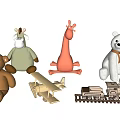 Plush Stuffed Animal Toys With Toy Train And Plane Kids Play Set