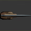 Traditional Curved Blade Weapon With Blue Steel Edge Brown Handle And Cross Symbol