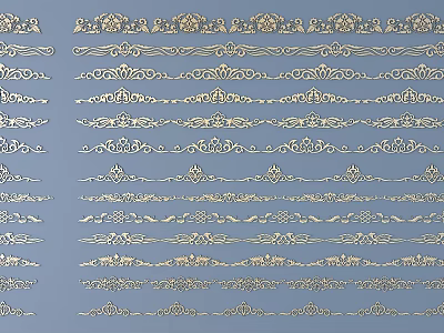 Diverse Decorative Carving Patterns With Ornamental Curves And Floral Design Styles 3d model