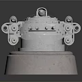 3D Rendered Industrial Mechanical Component With Multiple Cannon-like Arms And Round Metal Base